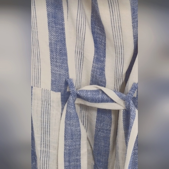 Alice & Olivia Jumpsuit Romper Cream with Blue Stripes Size 12 - Picture 5 of 7